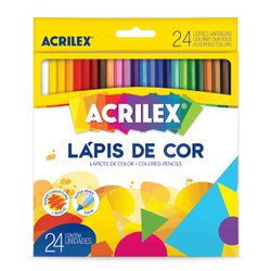 Lapis de cor acrilex sextavado 24 cores