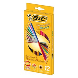 Lapis de cor bic bicolor sextavado com 12 - 24 cores