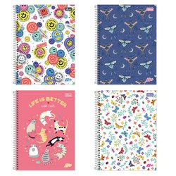 Caderno c/d tilibra mais feminino 10x1 200fls c/4 - 139289