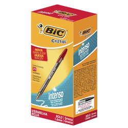 Caneta esferografica bic cristal intenso 1.6mm grossa vermelha com 25