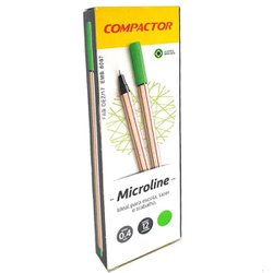 Caneta hidrografica compactor microline 0.4mm ultra fina verde com 12