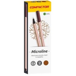 Caneta hidrografica compactor microline 0.4mm ultra fina marrom com 12