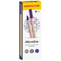 Caneta hidrografica compactor microline 0.4mm ultra fina violeta com 12