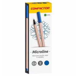 Caneta hidrografica compactor microline 0.4mm ultra fina azul claro com 12