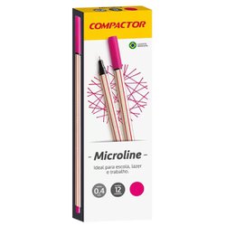 Caneta hidrografica compactor microline 0.4mm ultra fina rosa com 12