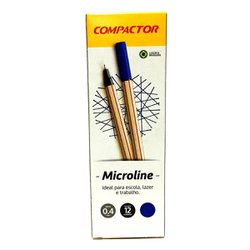 Caneta hidrografica compactor microline 0.4mm ultra fina azul com 12