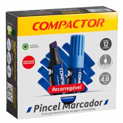 Marcador permanente compactor azul com 12