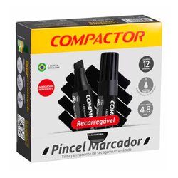 Marcador permanente compactor preto com 12