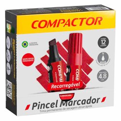 Marcador permanente compactor vermelho com 12