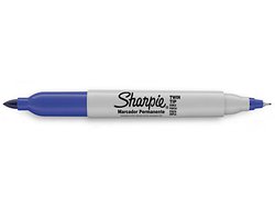 Marcador permanente sharpie twin tip azul com 12