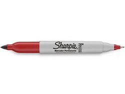 Marcador permanente sharpie twin tip vermelha com 12