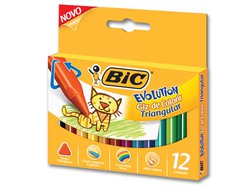 Giz de cera bic evolution triangular 12 cores