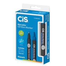 Marcador permanente cis duo marker azul com 12