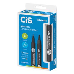 Marcador permanente cis duo marker preta com 12