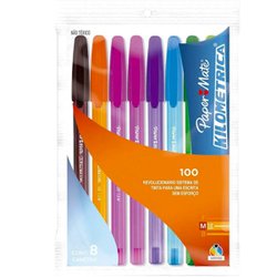 Caneta esferografica paper mate kilometrica colors 1.0mm media sortida com 08