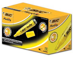 Marca texto bic marking amarelo com 12
