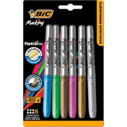 Marcador permanente bic metalico 1.1mm sortido blister com 6