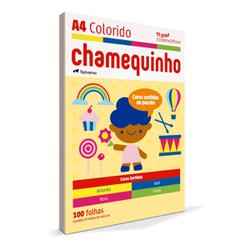 Papel sulfite chamequinho a4 cores sortidas 75g com 100 folhas