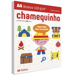 Papel sulfite chamequinho criativo a4 branco 120g com 50 folhas