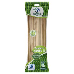 Espeto para churrasco de madeira theoto bambu 25cmx3,0 c/50