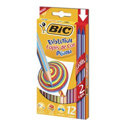 Lapis de cor bic evolution pijama sextavado com 12 + gratis 2 lapis