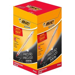 Caneta esferografica bic cristal precisao 0.8mm fina vermelha com 100