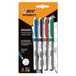Marcador permanente bic intensity 0.6mm sortido c/4 cores