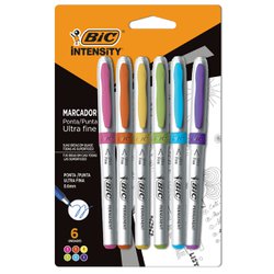 Marcador permanente bic intensity 0.6mm sortido c/6 cores