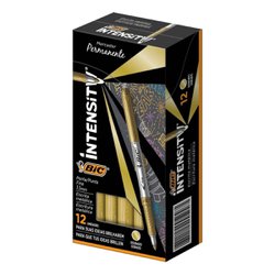 Marcador permanente bic intensity metalico 1.1mm dourado com 12