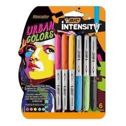 Marcador permanente bic intensity 1.1mm com 6 cores urbanas