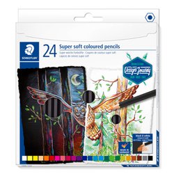Lapis de cor staedtler sextavado com 24 cores soft