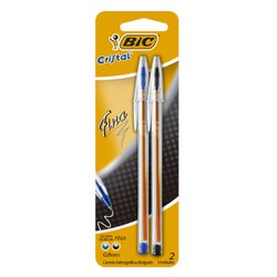 Caneta esferografica bic cristal precisao 0.8mm fina azul/preta blister