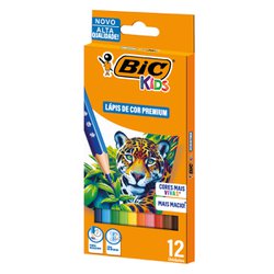 Lapis de cor bic kids premium sextavado com 12 cores