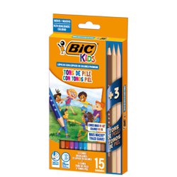 Lapis de cor bic kids premium sextavado com 12 cores + 3 tons de pele