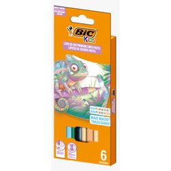 Lapis de cor bic kids premium sextavado com 6 cores pasteis