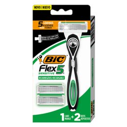 Aparelho de barbear bic flex 5 + 2 cartuchos