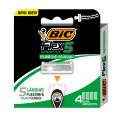 Aparelho de barbear refil bic flex 5 com 4 cartuchos