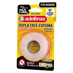 Fita dupla face espuma fixa pro adelbras 12mm x 2m interno