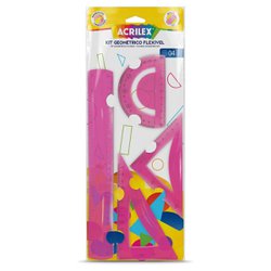 Kit geometrico flixivel acrilex com 4 pecas rosa