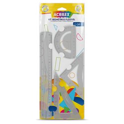 Kit geometrico flixivel acrilex com 4 pecas cristal
