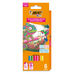Lapis de cor bic kids premium sextavado com 6 cores neon