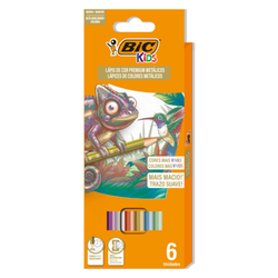 Lapis de cor bic kids premium sextavado com 6 cores metalicas