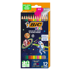 Lapis de cor bic kids premium sextavado com 12 cores sortidas cosmos